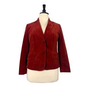 Talbots Blazer Stretch Corduroy Leather Patch Elbows Burnt Orange Women Size 14